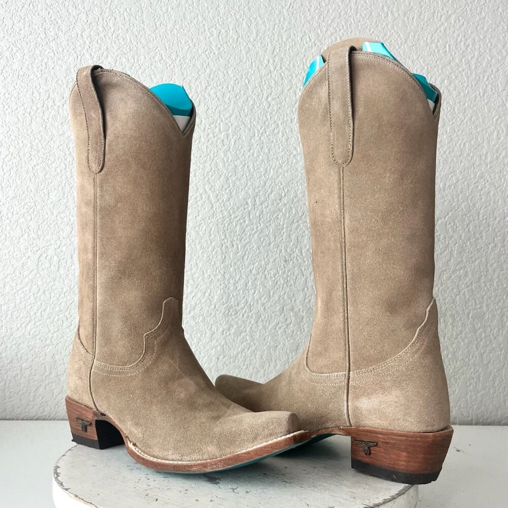 Lane EMMA JANE Womens Cowboy Boots 7.5 Latte Suede Western Cowgirl Mid Calf Tall